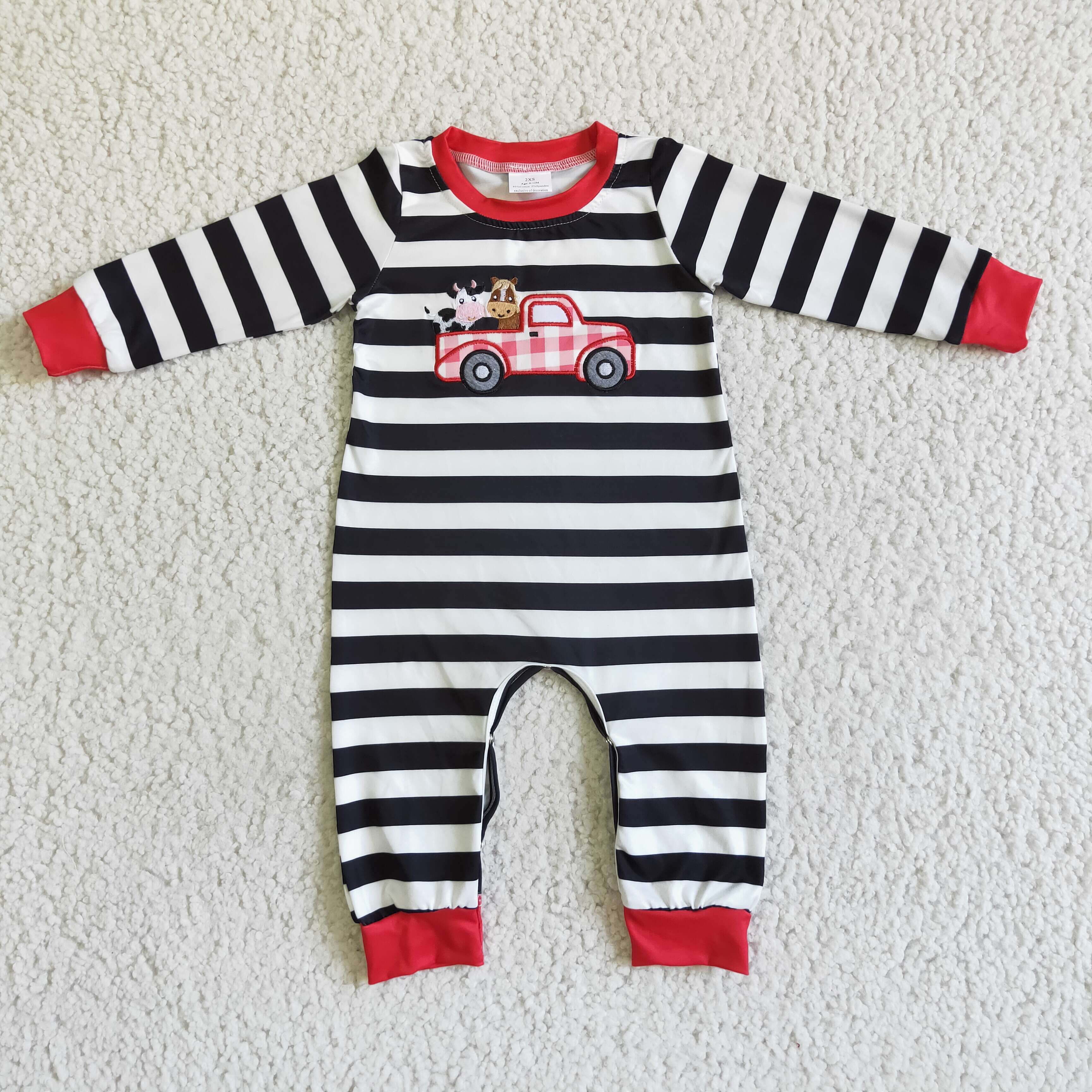 LR0016 baby boy clothes winter farm truck romper-promotion 2025.10.11 $5.5