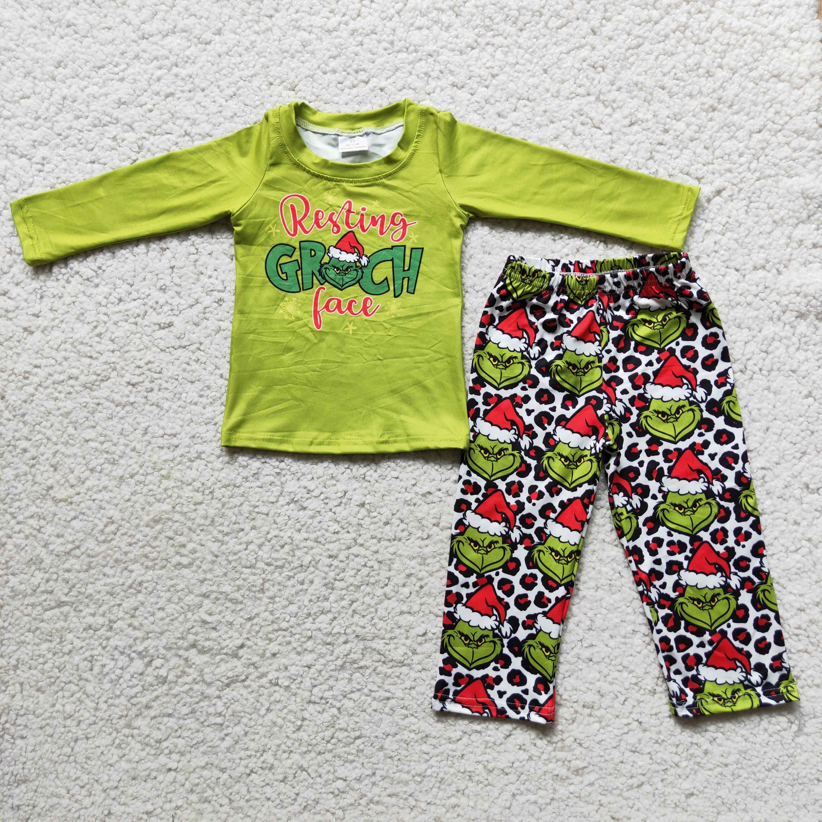 6 C10-37 Boy christmas green long sleeve outfit set - -promotion 2024.11.23 $2.99