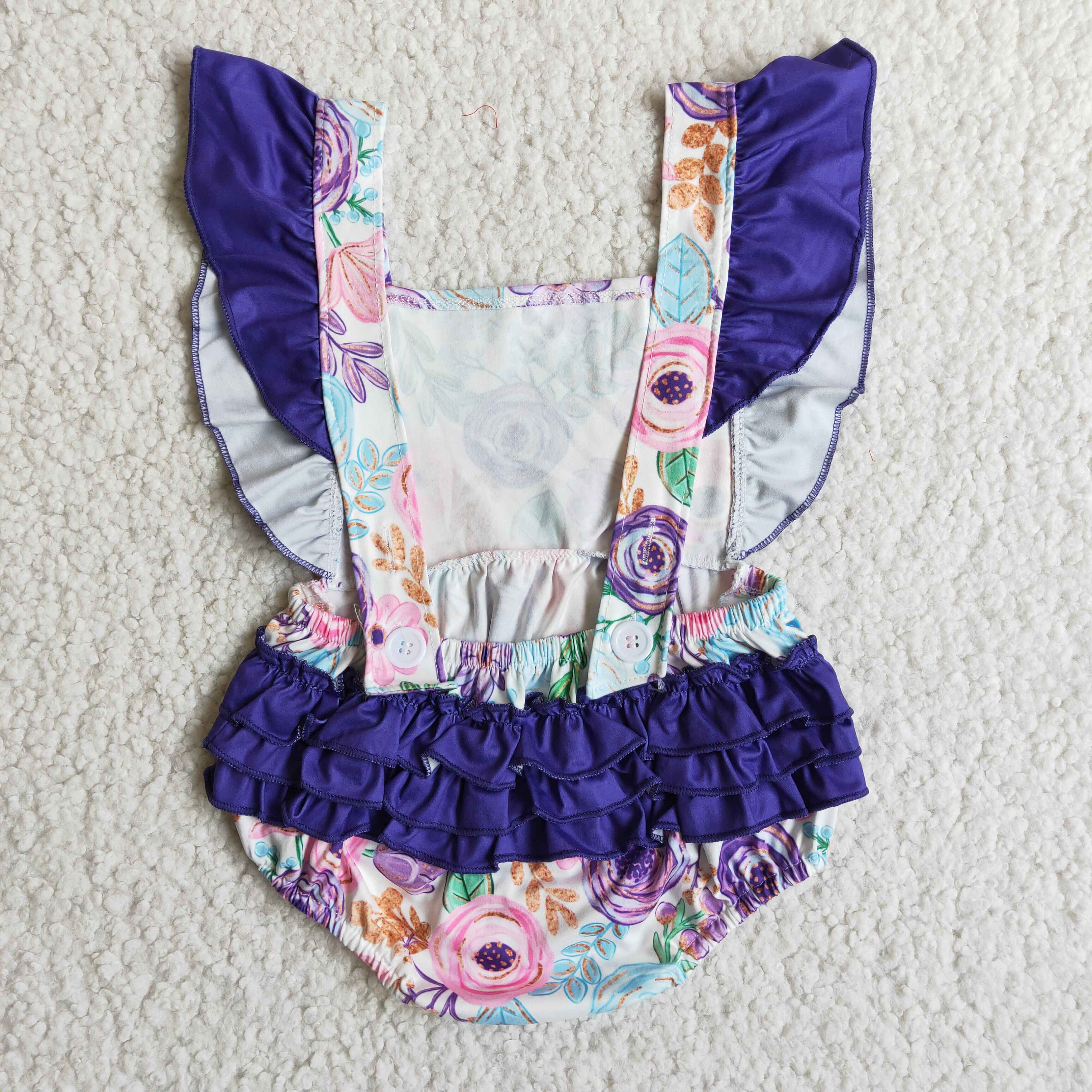 B3-27 girl clothes summer purple flower bubble--promotion 2025.2.22 $5.5