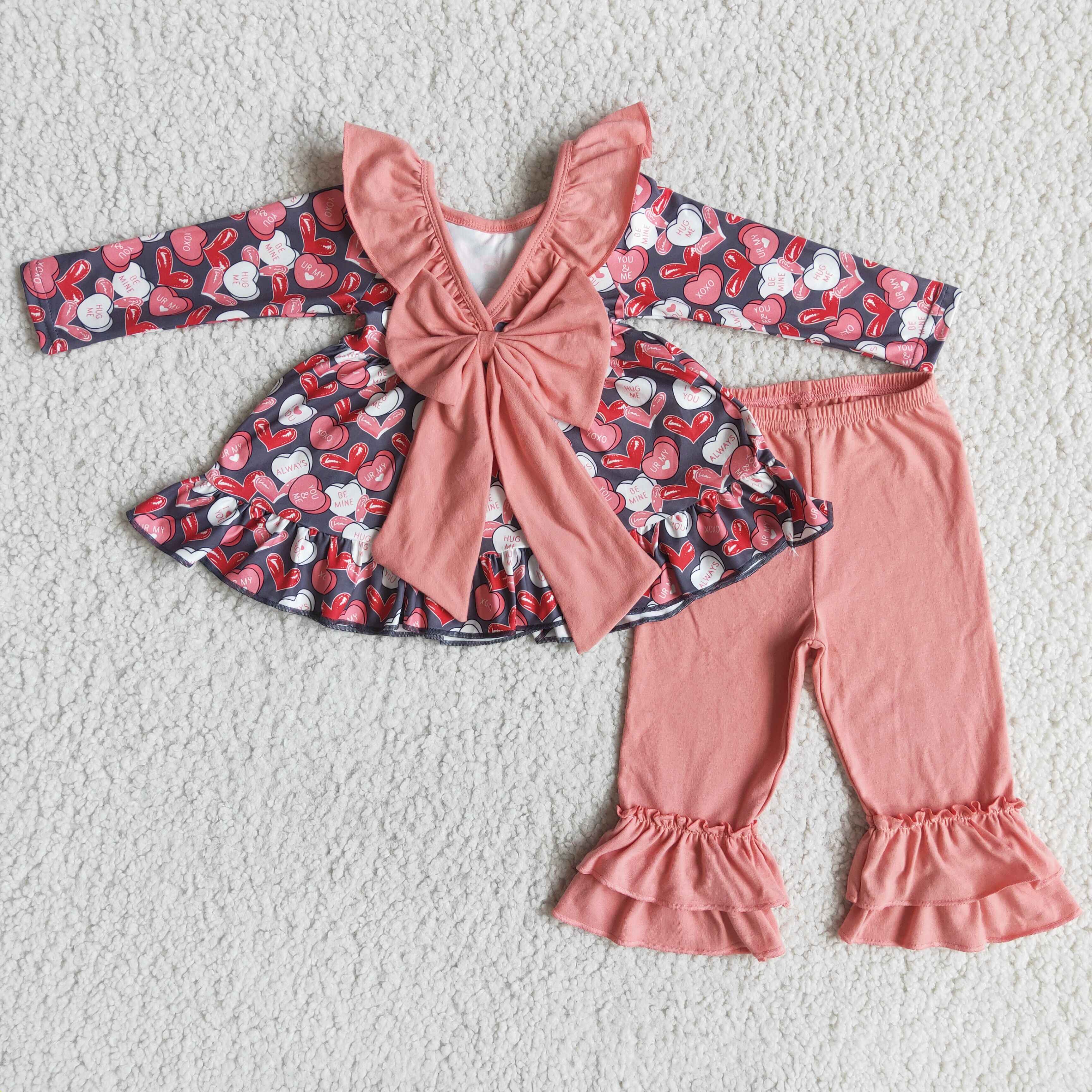 girl valentine's day heart long sleeve set-promotion 2025.12.27 $5.5