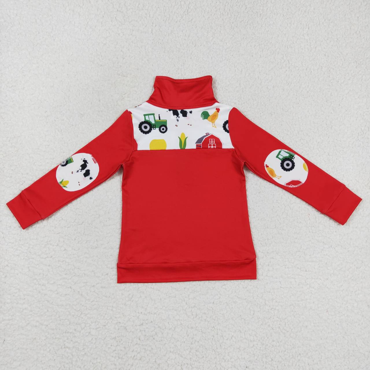 BT0347 toddler boy clothes red tractor boy winter zipper top-promotion 2025.1.18 $5.5