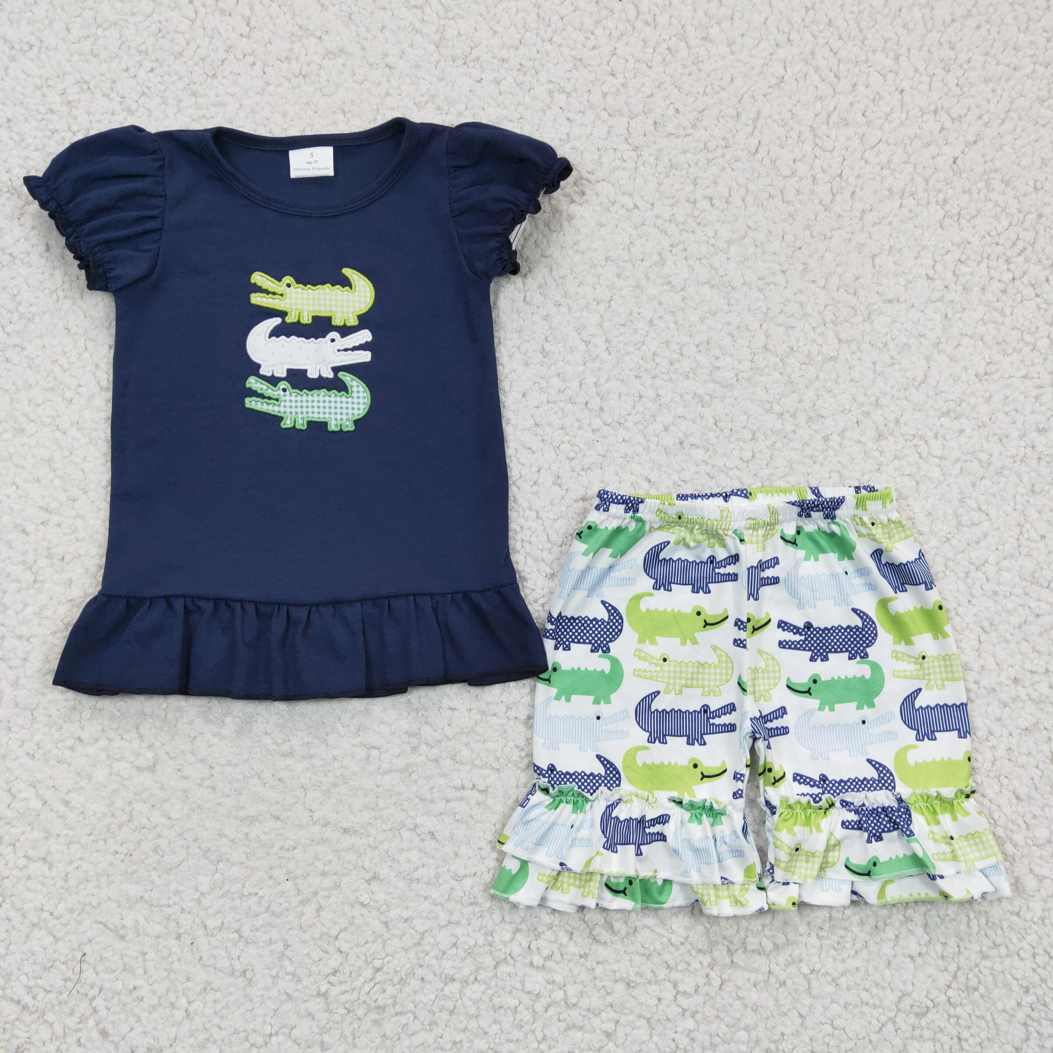GSSO0159 baby girl clothes embroidery crocodile summer outfits embroidered-promotion $5.5 2026.3.28