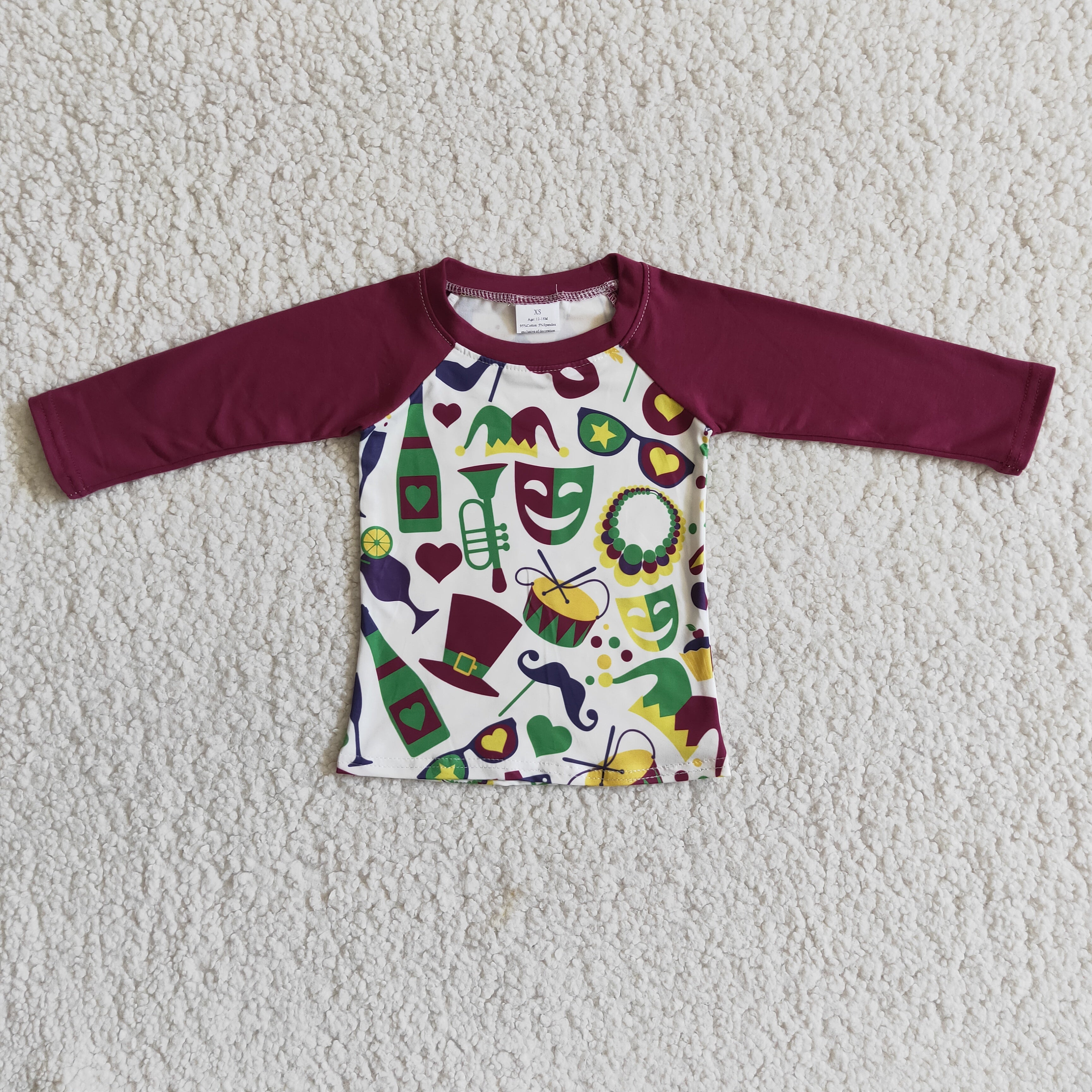 6 A20-5 baby boy clothes purple Mardi Gras clothing shirt top-promotion 2025.12.27 $5.5