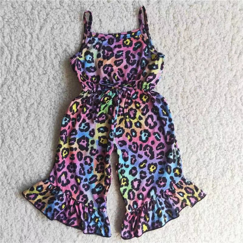 A7-3 girl leopard sleeveless summer overalls jumpsuit romper --promotion 2025.2.8 $5.5