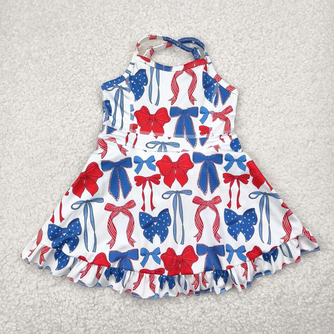 GSD2345 RTS girl clothes bows girl summer 4th of July Patriotic dress yoga clothes 