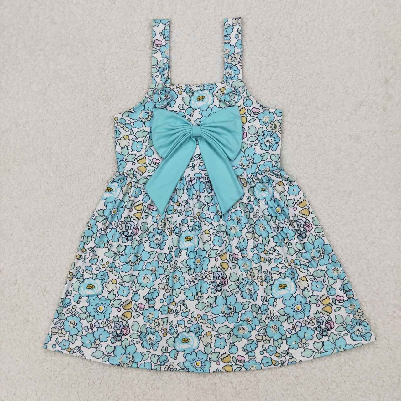 GSD2106 RTS toddler clothes blue floral girl summer dress