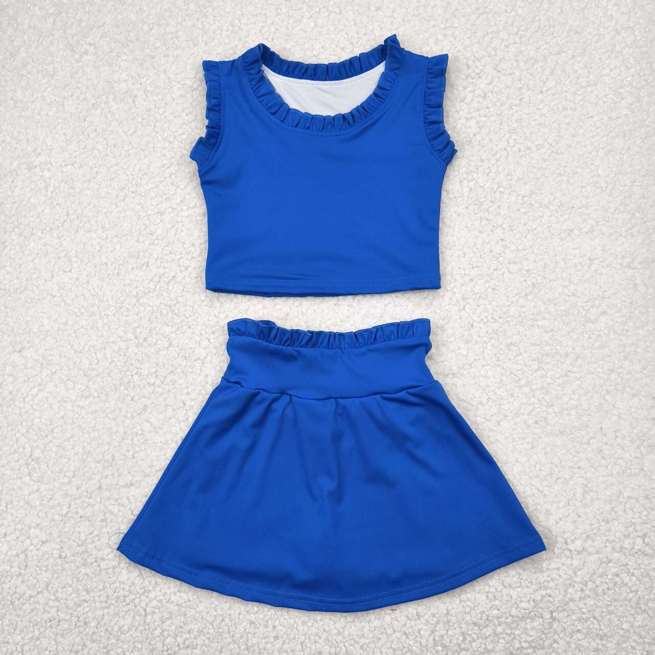 GSD2391 RTS girl clothes blue girl summer skirt set yoga clothes athletic clothes