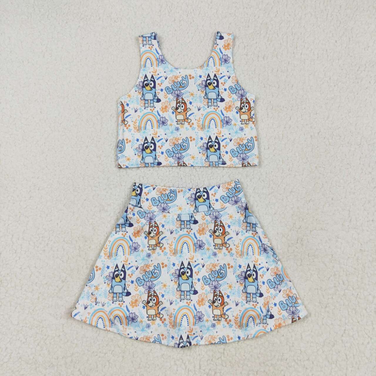 GSD2469 RTS girl clothes cartoon dog girl summer set yoga clothes atheletic clothes