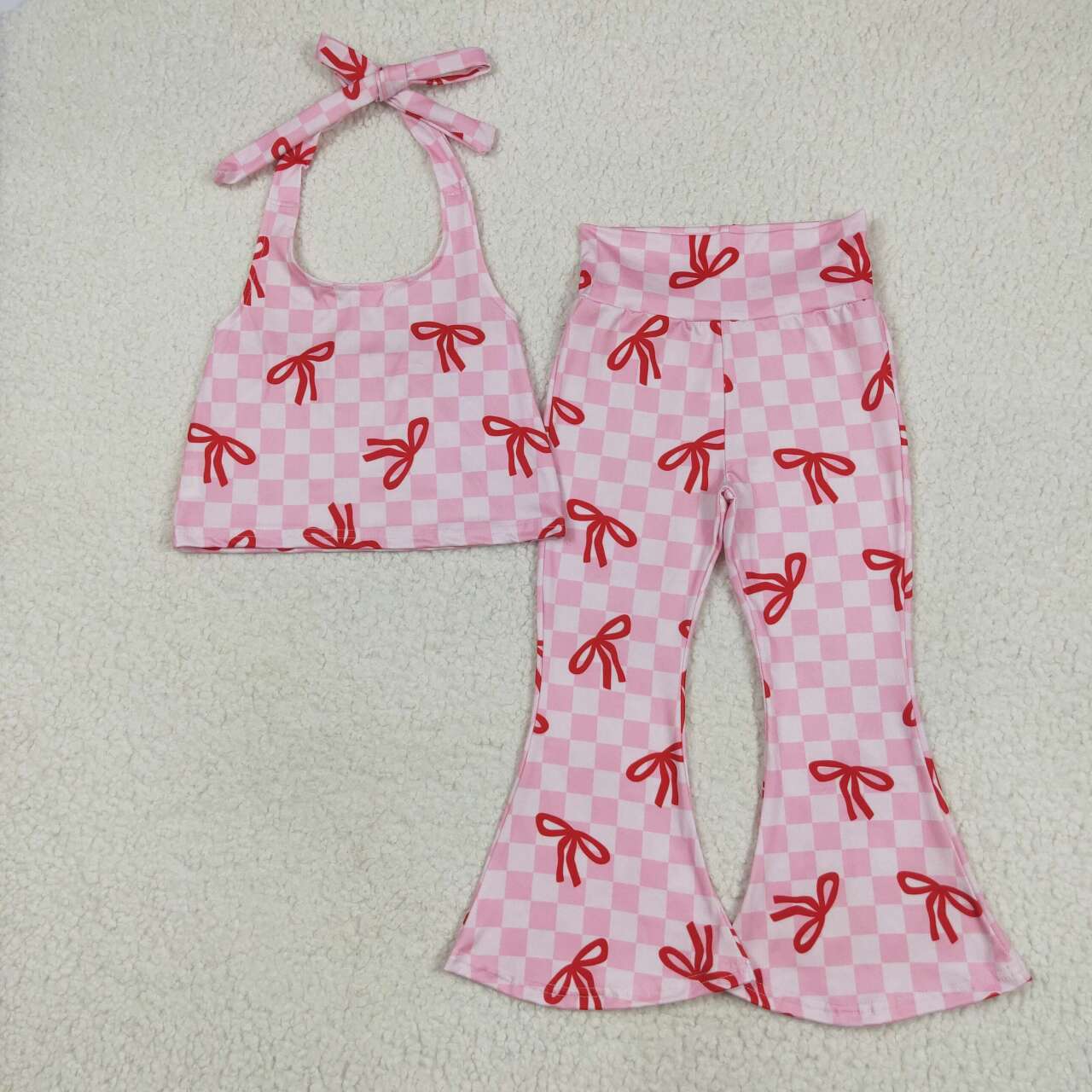 GSPO2030 RTS girl clothes bows girl bell bottom pant set bell bottom outfit