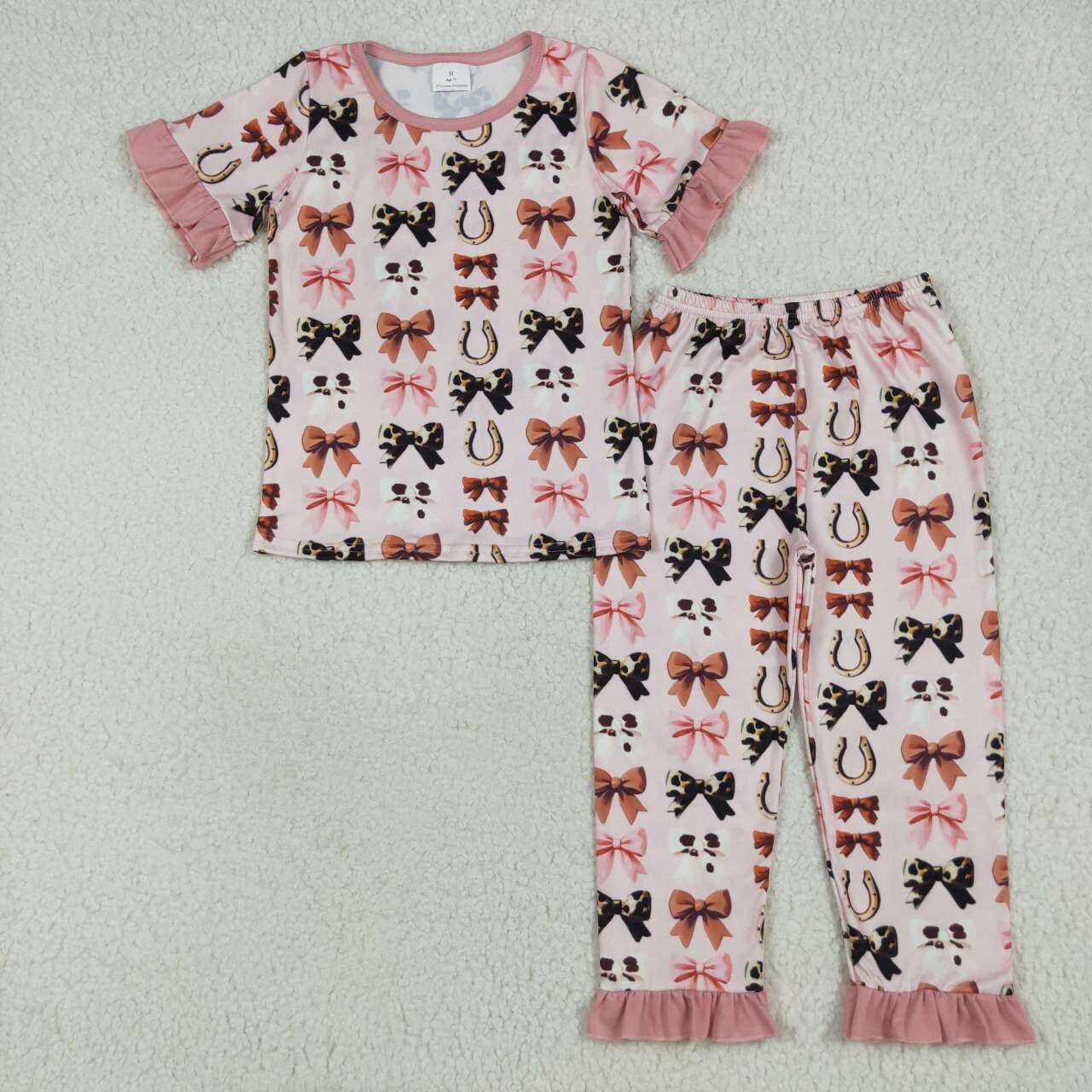 GSPO2035 RTS toddler girl clothes bows girl fall pajamas set 