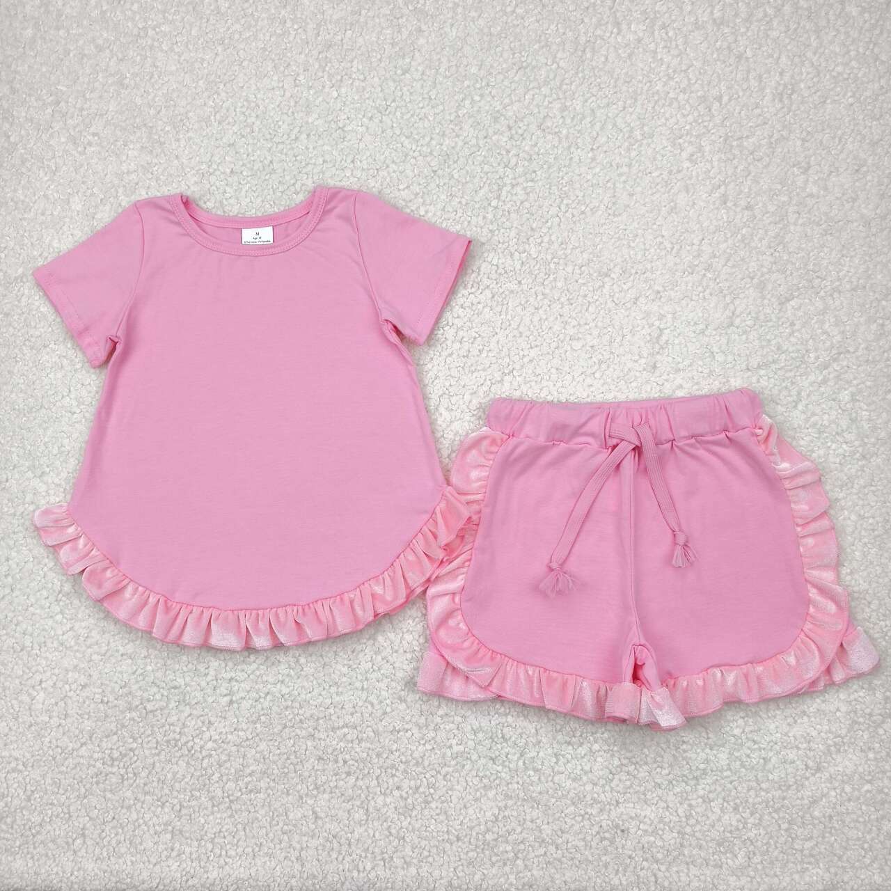 GSSO2181 RTS girl clothes pink girl summer shorts set