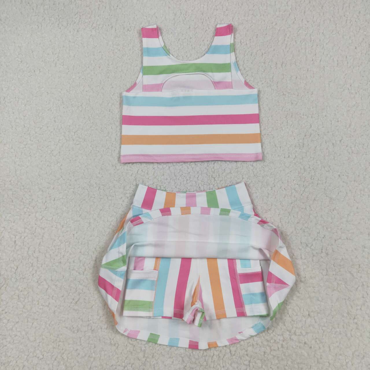 GSD2348 RTS girl clothes Stripes girl summer set yoga clothes atheletic clothes
