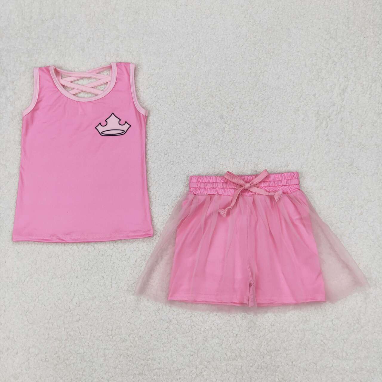 GSD2066 RTS toddler clothes princess girl summer short skirt set 