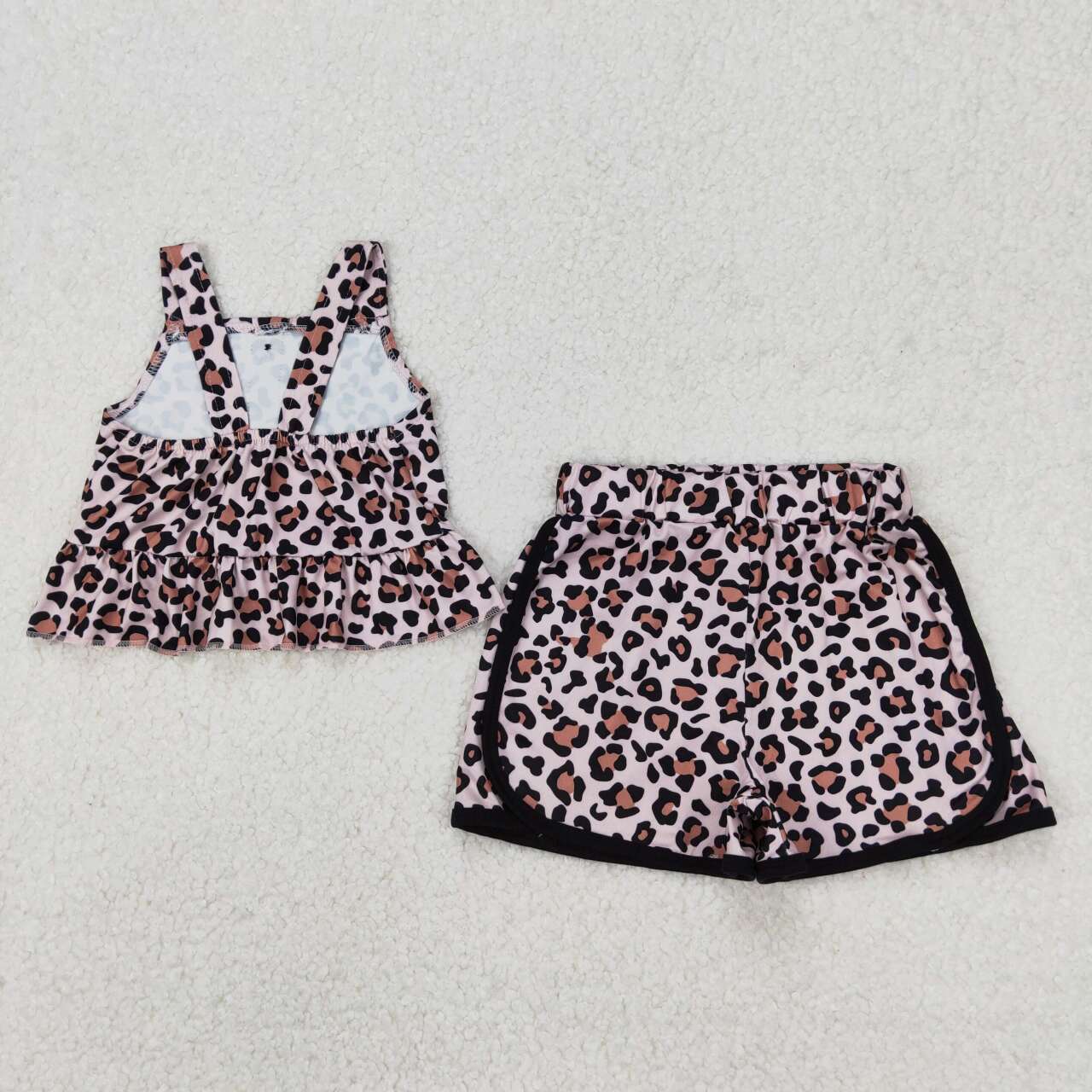 GSSO2053 RTS girl clothes leopard print toddler girl summer outfit