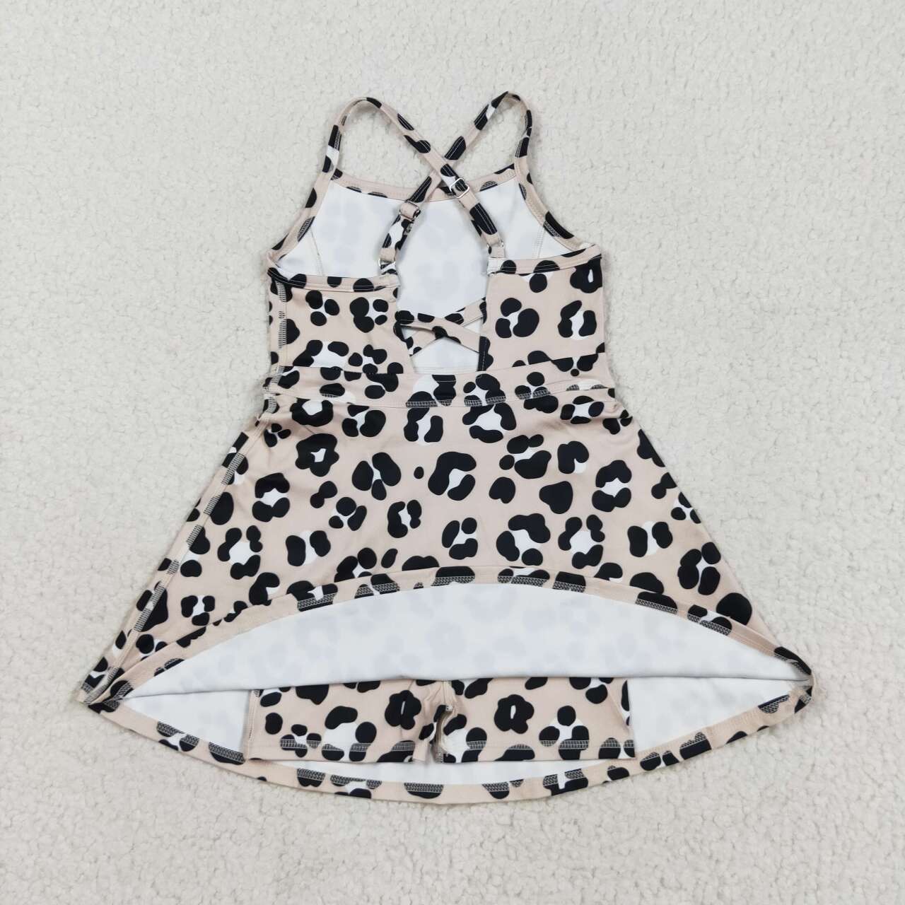 GSD2650 RTS girl clothes leopard print girl summer dress yoga clothes