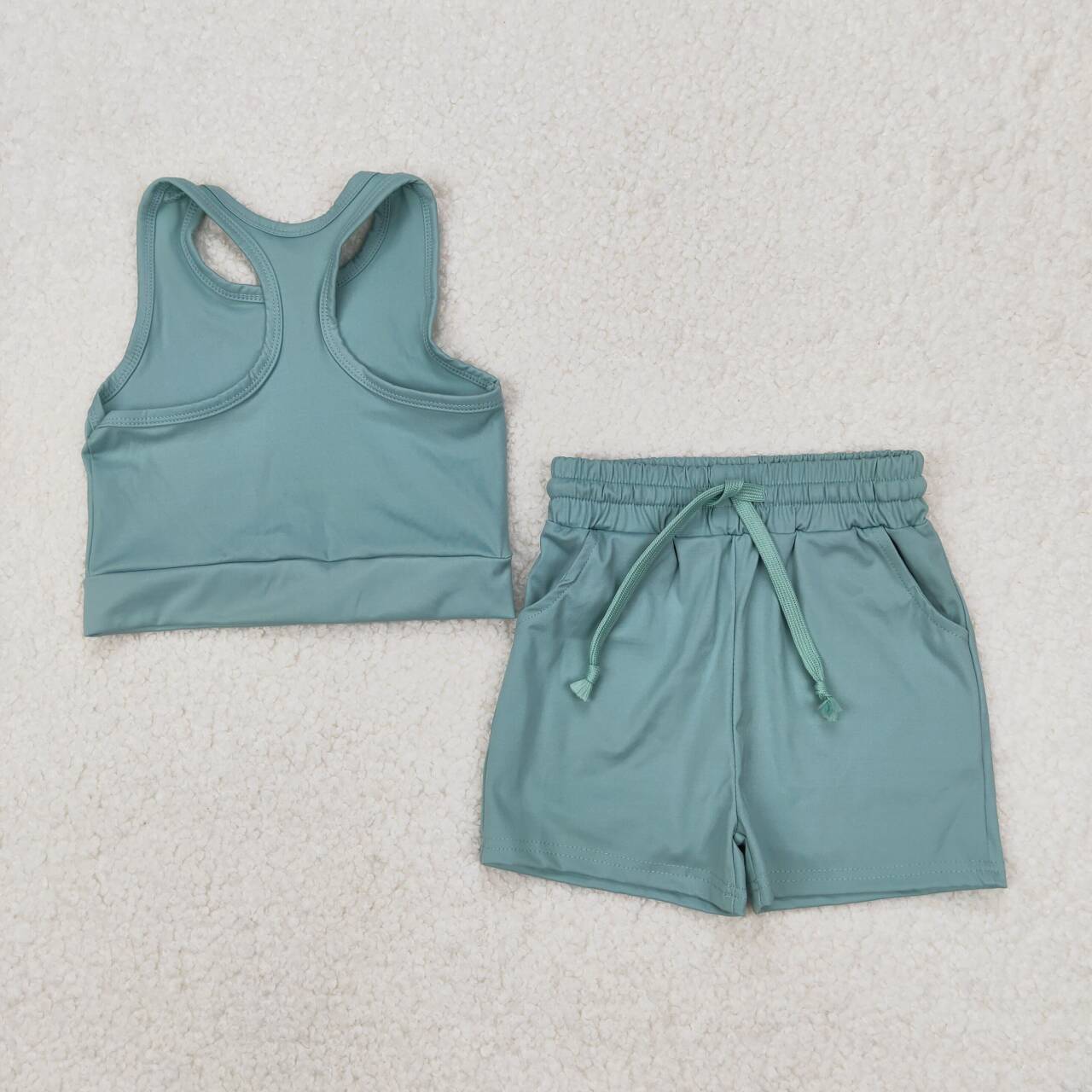 GSSO2133 RTS girl clothes green toddler girl yoga summer outfit sports outfit