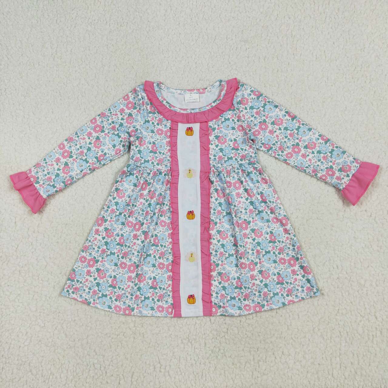 GLD1053 RTS toddler clothes turkey baby girl Thanksgiving Day winter dress embroidery