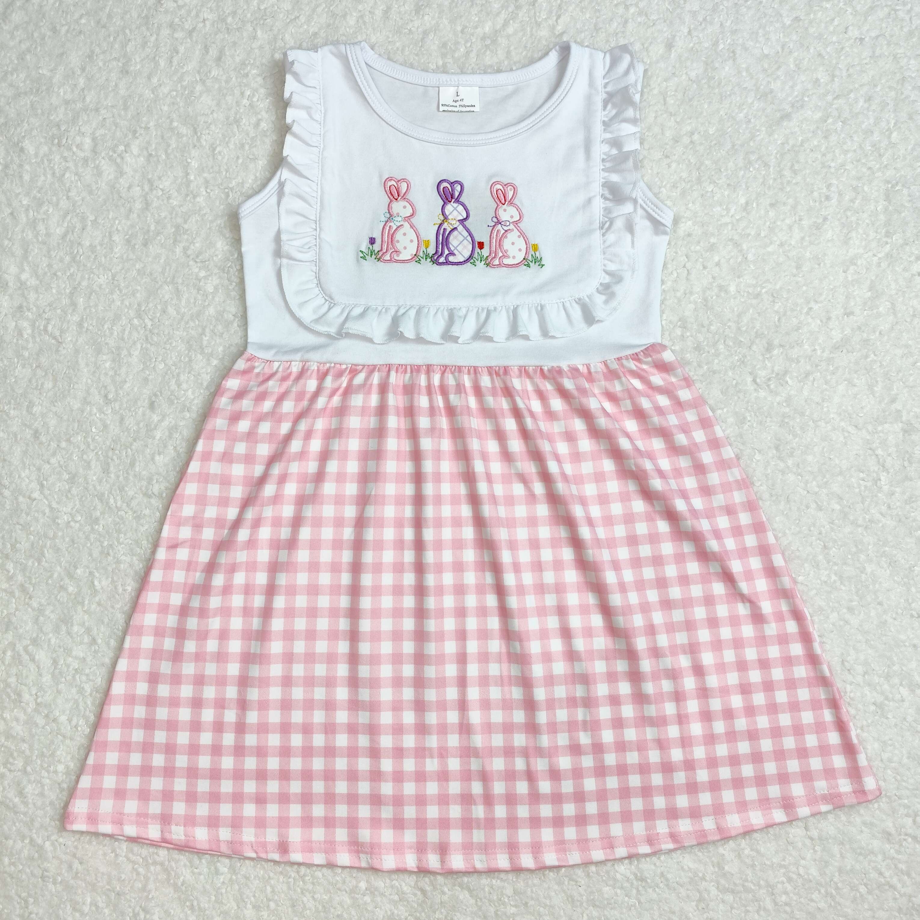 GSD1696 RTS girl clothes bunny embroidery girl easter summer dress