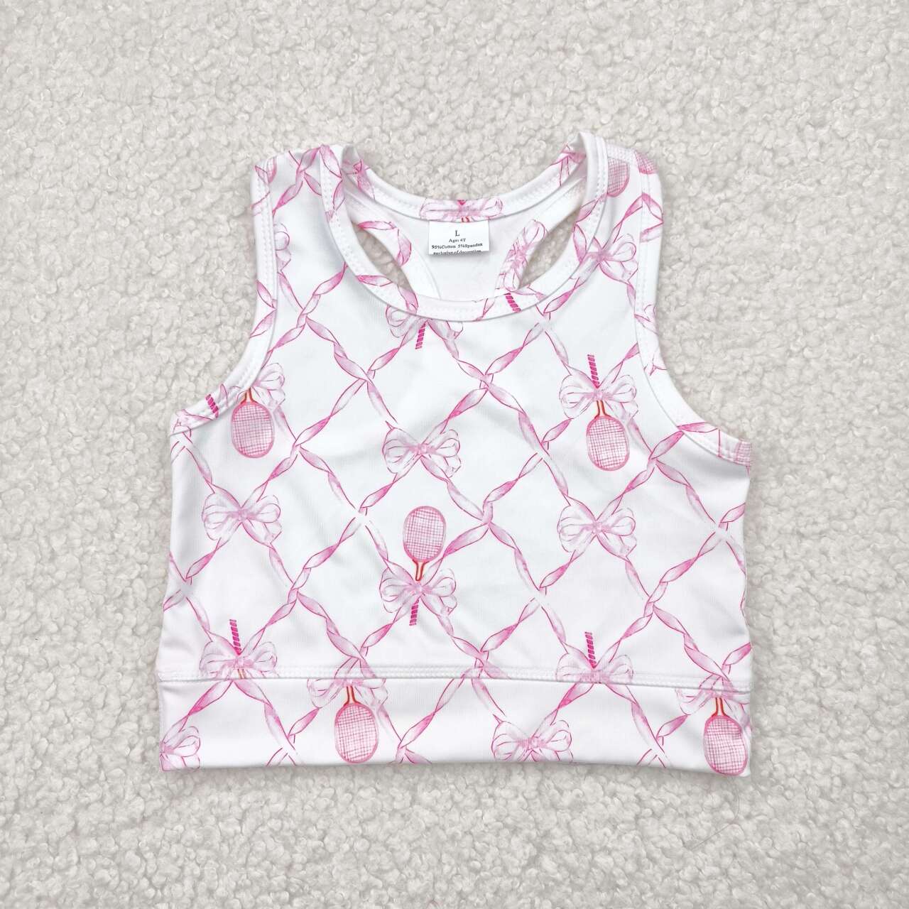 GT0883 RTS girl clothes  pink bows girl summer top yoga clothes atheletics clothes
