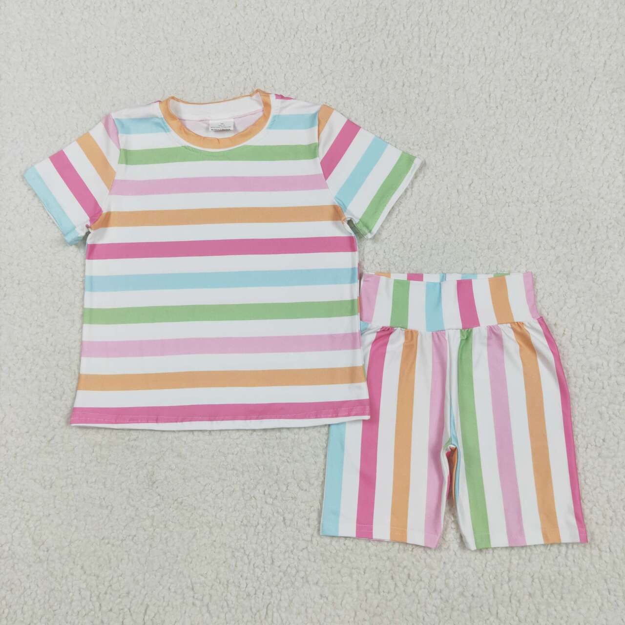 GSSO2468 RTS girl clothes colorful stripes toddler girl summer outfit