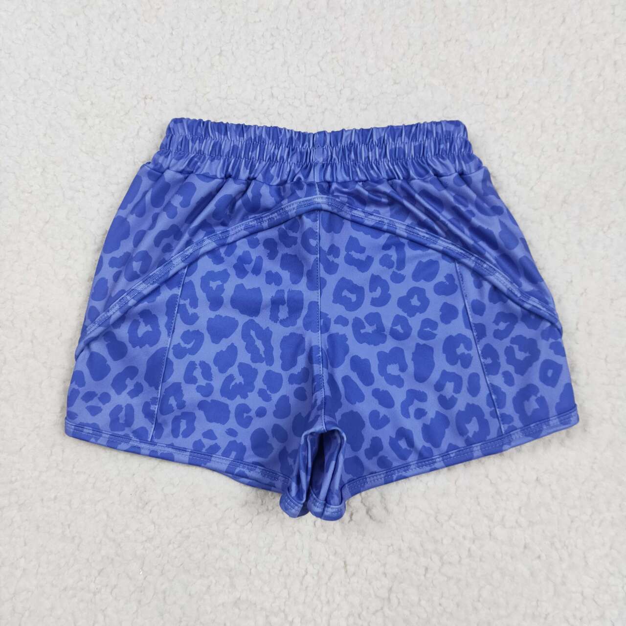 SS0466 RTS girl clothes blue leopard print girl summer yoga shorts atheletics clothes