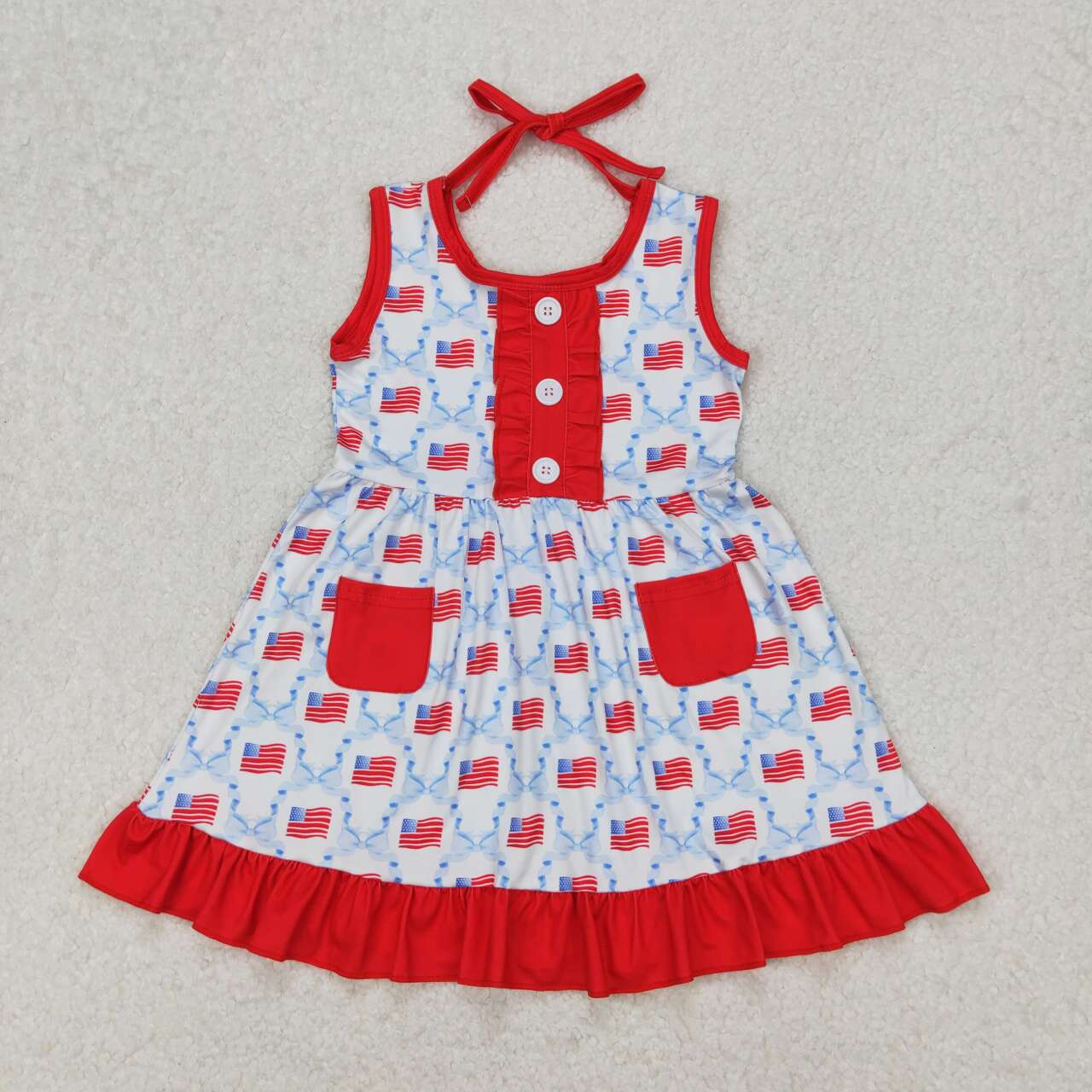 GSD1625 RTS toddler clothes flag baby girl 4th of July patriotic summer dress