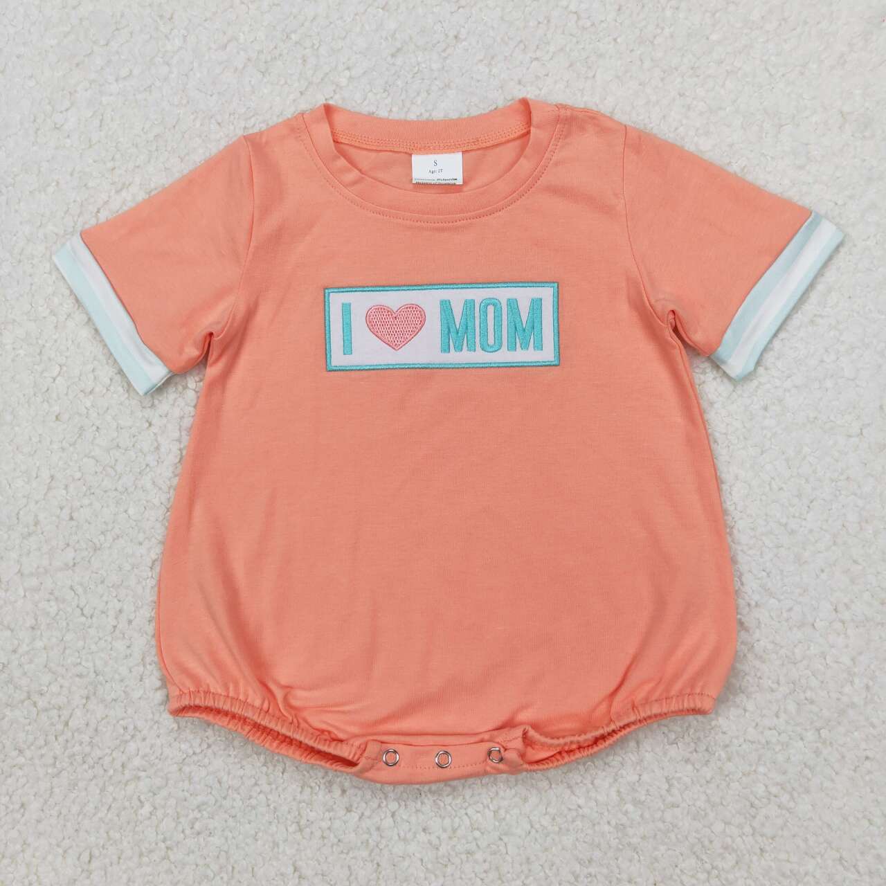 SR2949 RTS baby boy clothes love mom boy summer bubble embroidery mothers day clothes