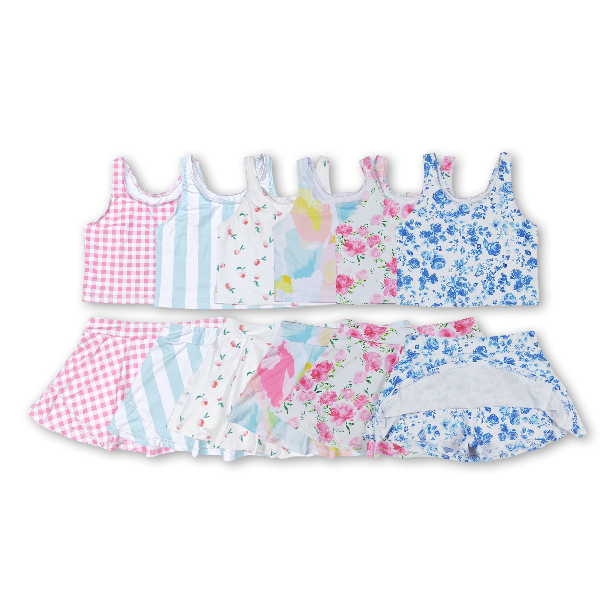 RTS girl clothes swimsuit toddler girl summer outfits quick dry yoga sports skirts set