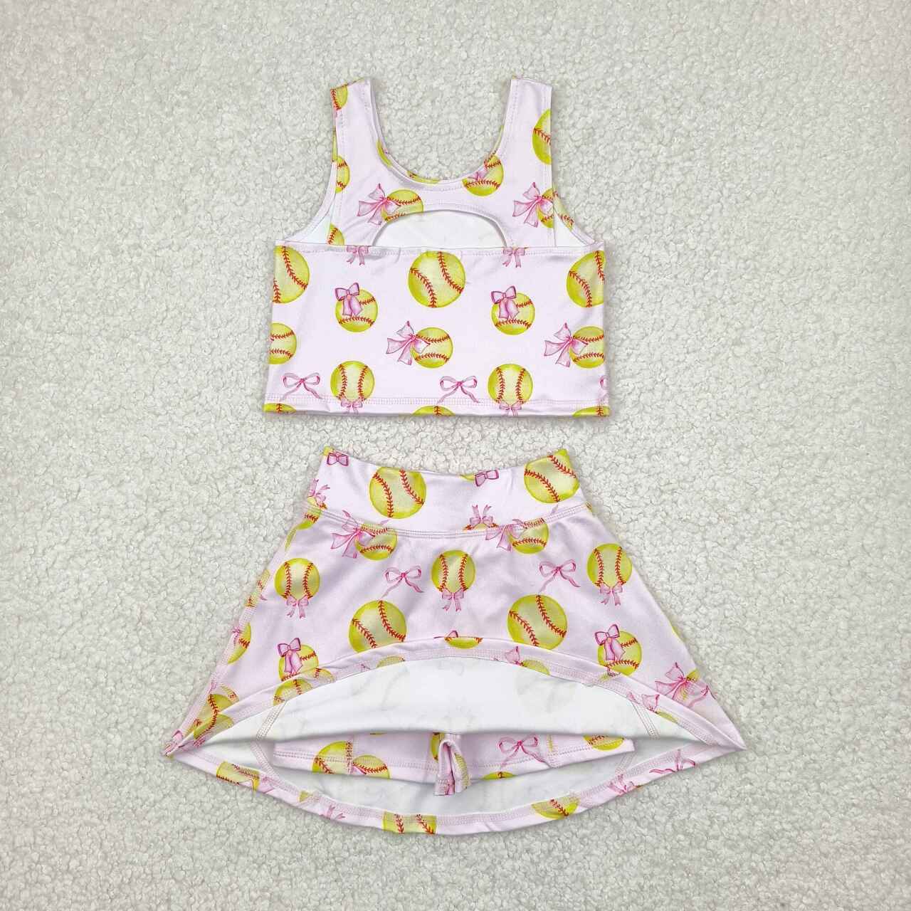 GSD2045 RTS toddler girl clothes baseball girl summer set yoga clothes 