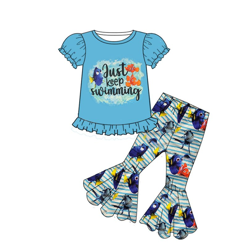 GSPO0147 toddler girl fall clothes just keep swiming outfits-promotion 2025.7.26 $5.5