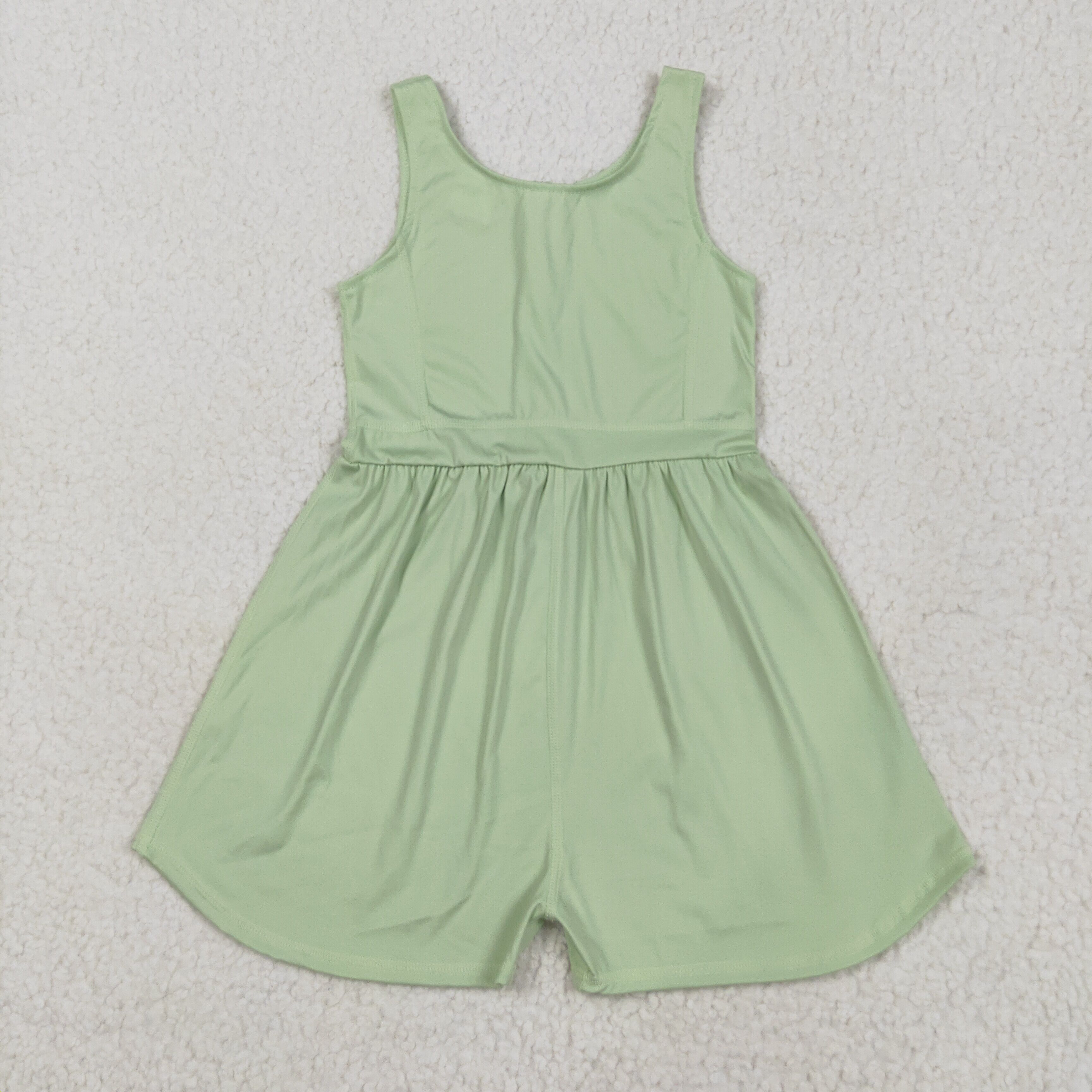 SR3021 RTS girl clothes green girls summer jumpsuit yoga clothes