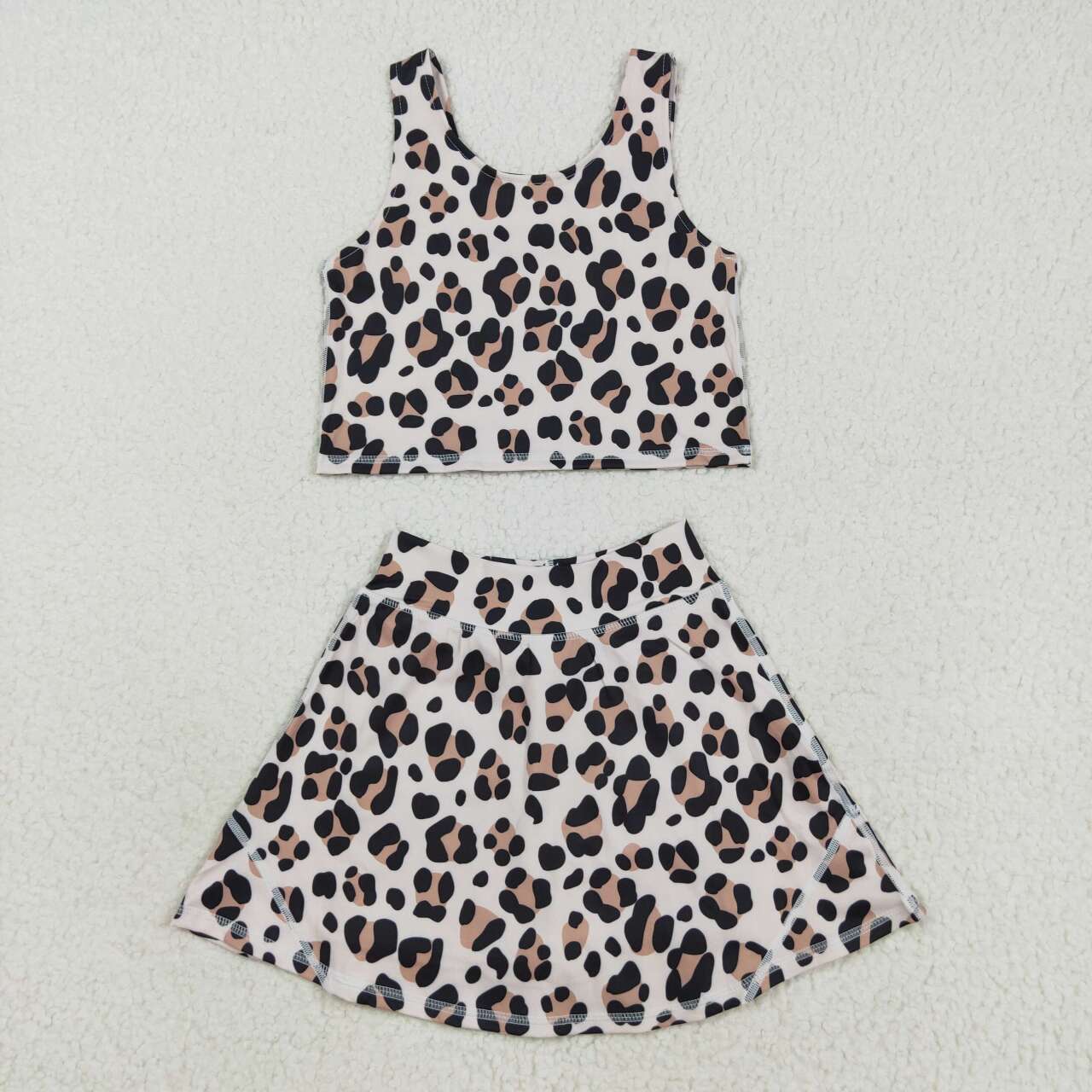 GSD2327 RTS toddler girl clothes leopard print girl summer set yoga clothes