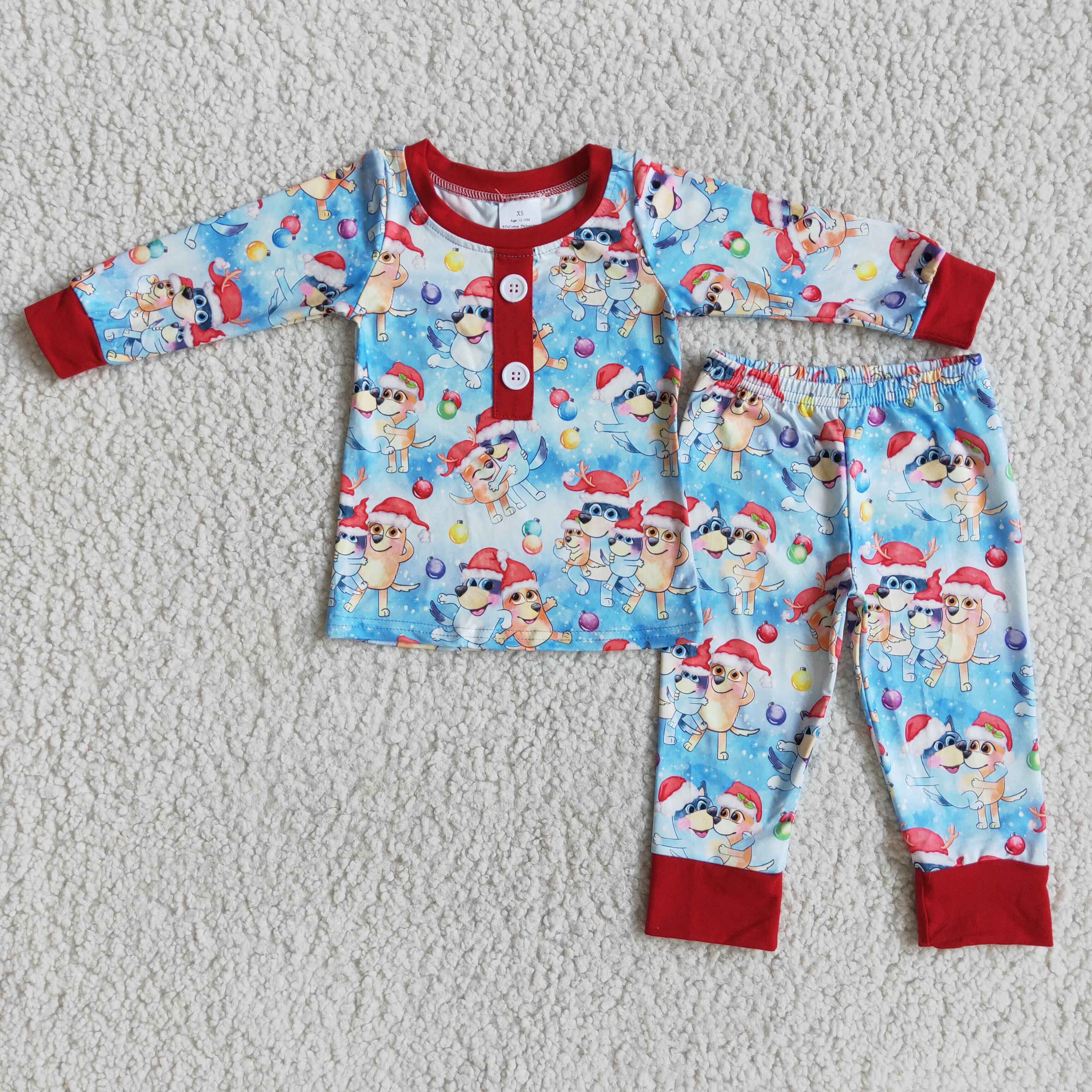 6 B11-24 RTS boy chriasmas long sleeve cartoon blue winter set
