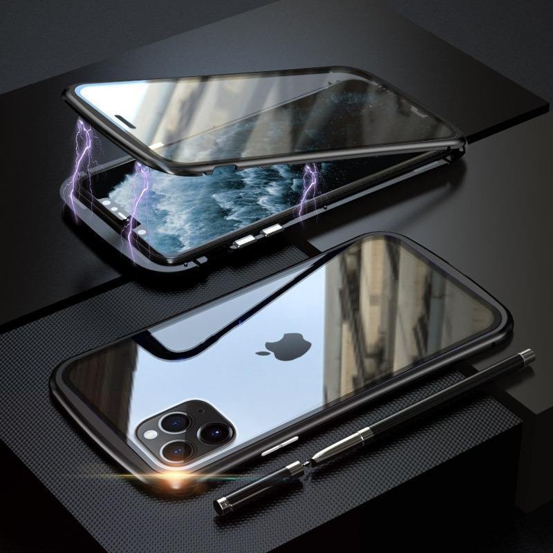Upgraded Two Side Tempered Glass Magnetic Adsorption Phone Case For iPhone