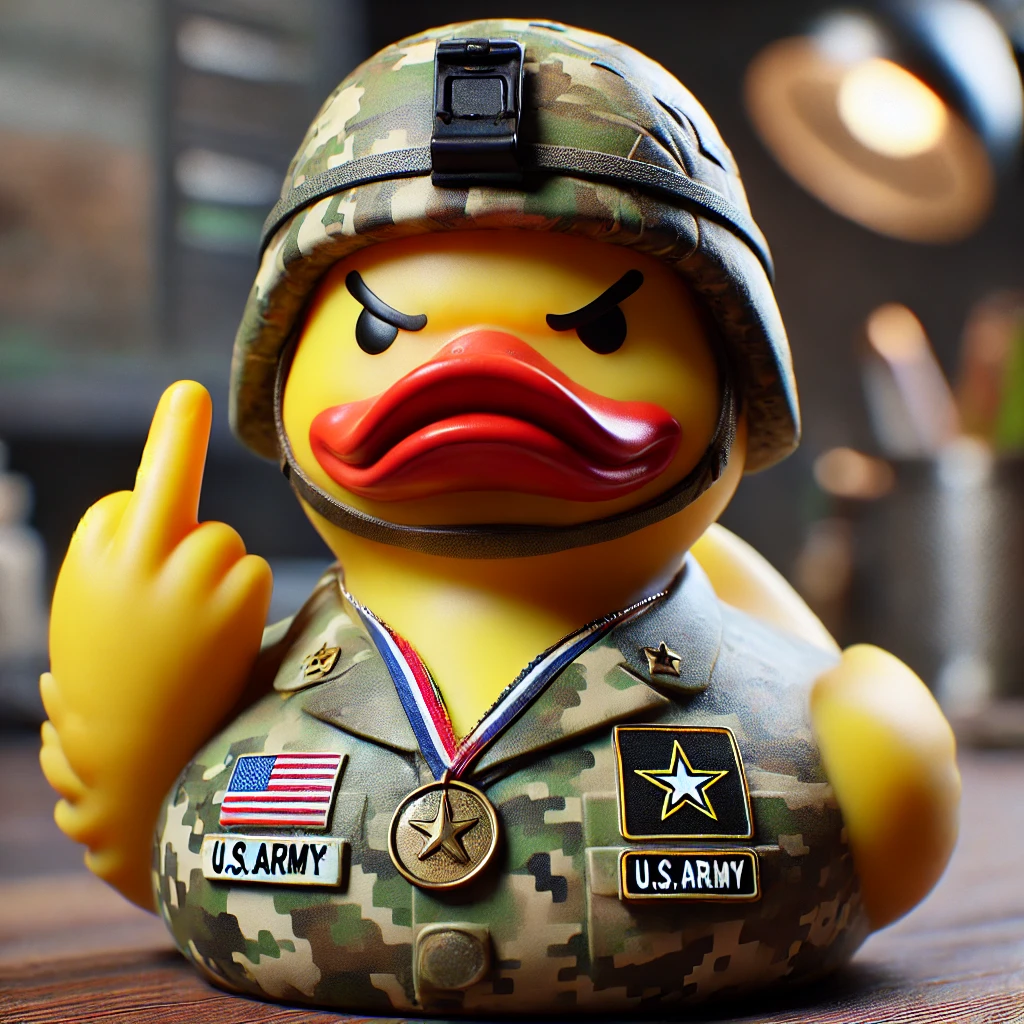 Funny Middle Finger Soldier Duck