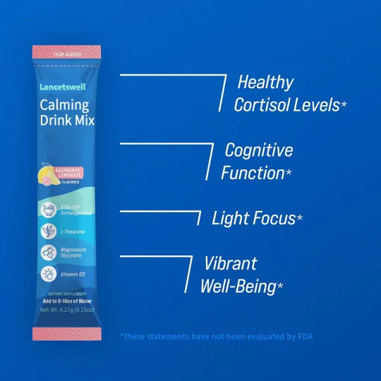 Lancetswell™ Powdered Drink Mix, Raspberry Lemonade, L Theanine, Ksm-66 Ashwagandha, Magnesium Glycinate, Vitamin D 3, Supplements for Relaxation & Focus, No Sugar, Non GMO,
