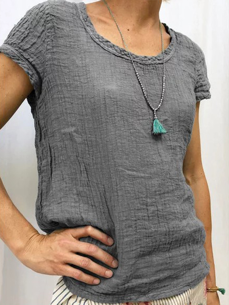 Vintage Crew Neck Casual Tee-Datalatt