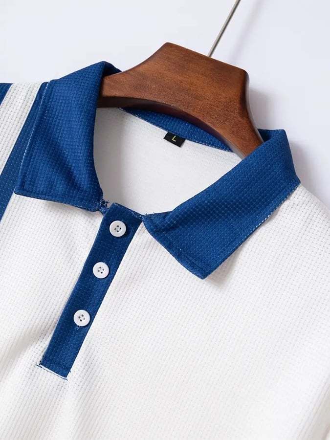 Men's Waffle Fabric Casual Golf Polo Shirt-Datalatt