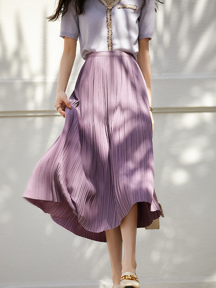 Elegant And Versatile Pleated Skirt-Datalatt