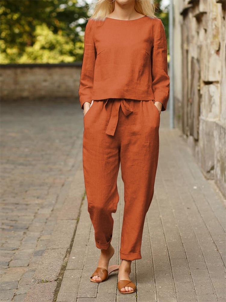Casual Comfy Top & Pants Suit-Datalatt