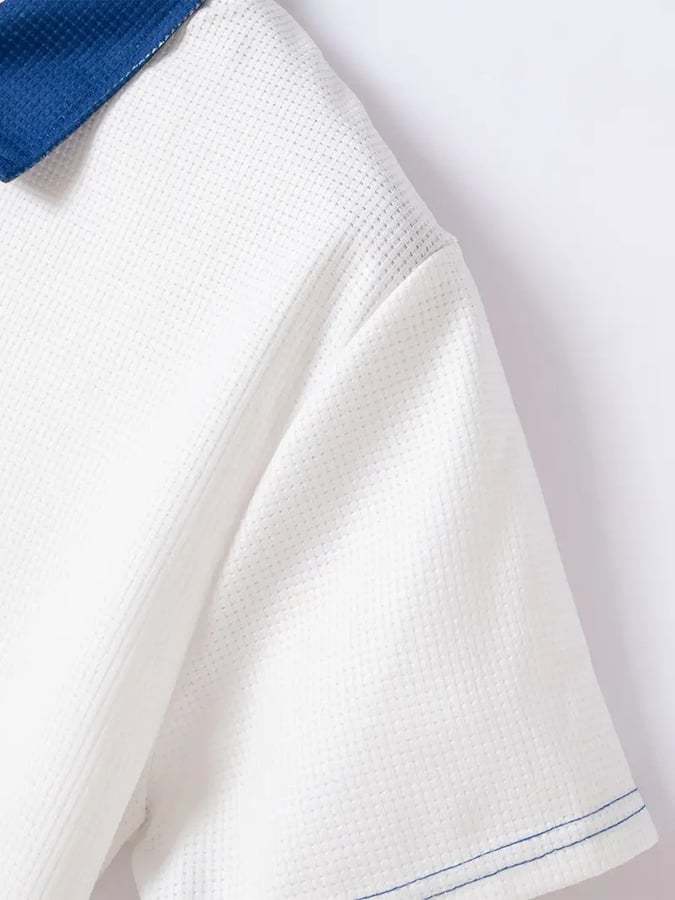 Men's Waffle Fabric Casual Golf Polo Shirt-Datalatt