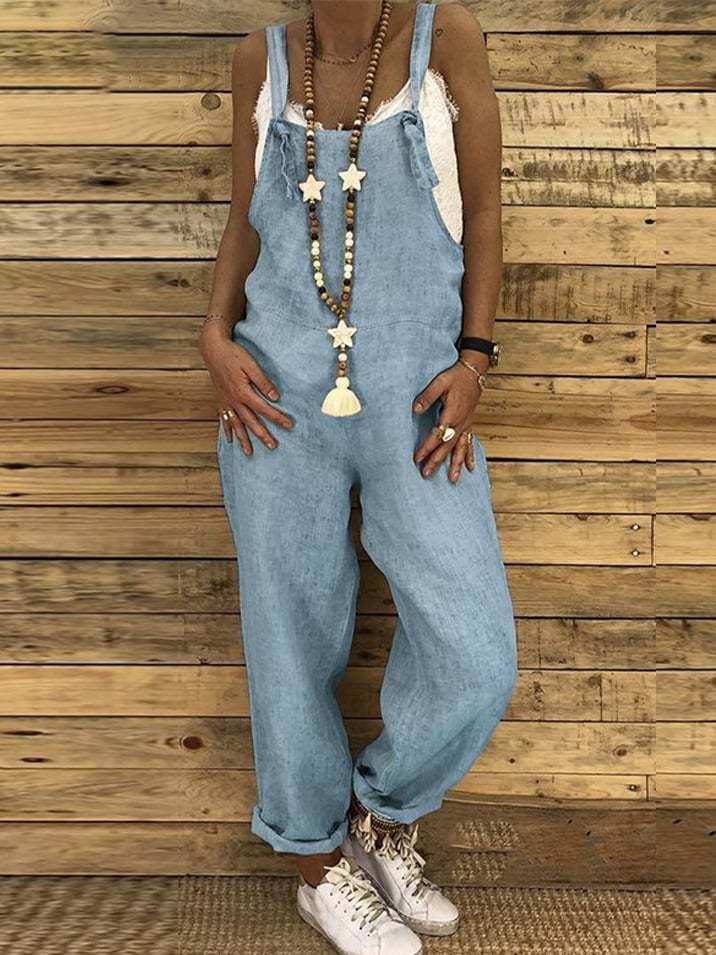 Women's Loose Plus Size Casual Cotton Jumpsuit-Datalatt