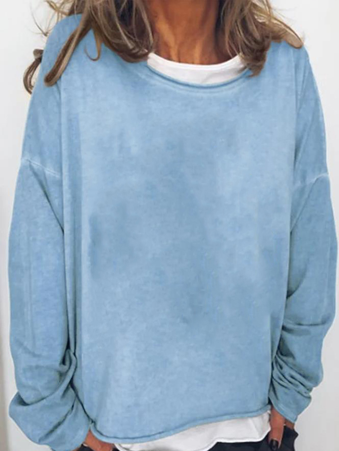 Solid Color Casual Loose Women's Sweatshirt-Datalatt
