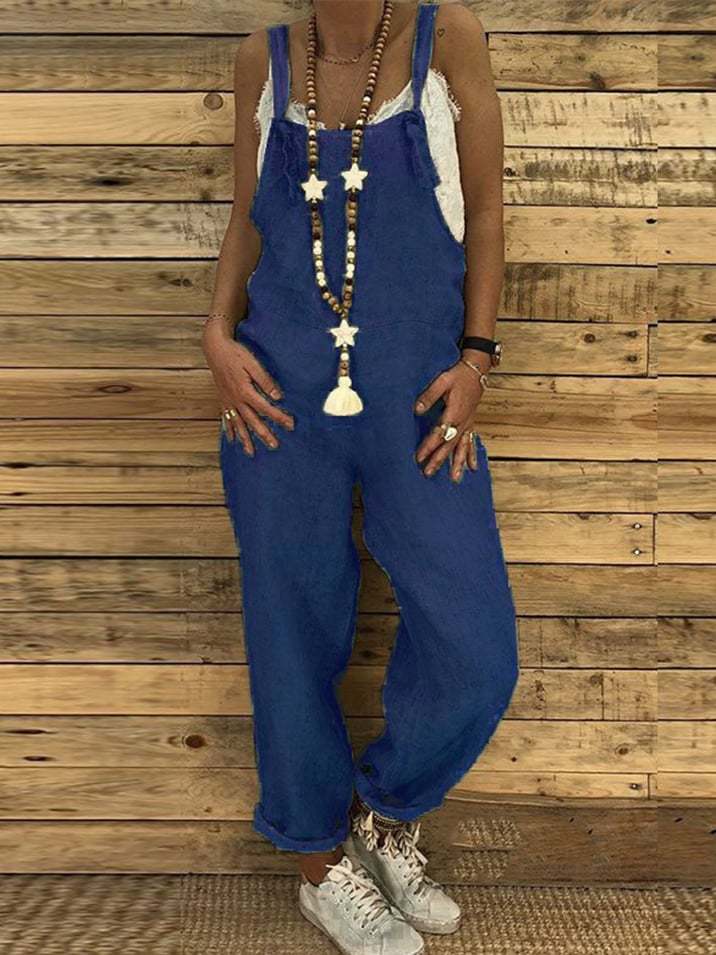 Women's Loose Plus Size Casual Cotton Jumpsuit-Datalatt