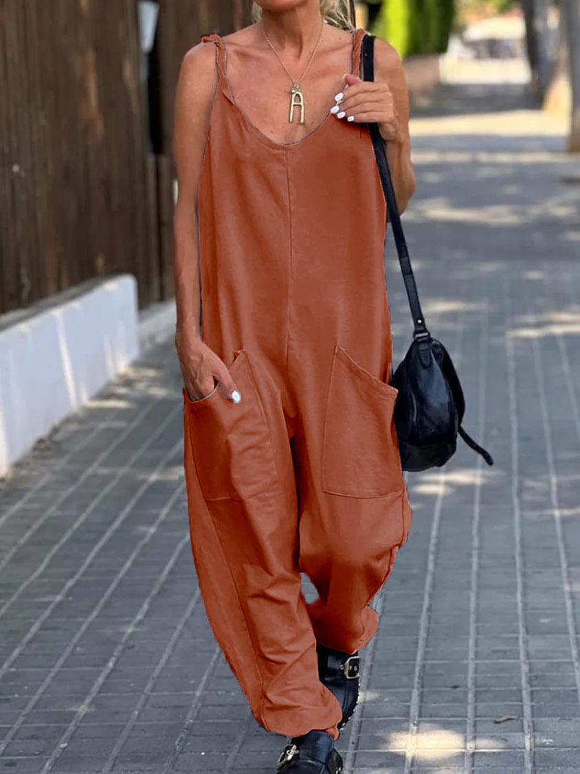 Comfortable Pocket Design Casual Jumpsuit-Datalatt