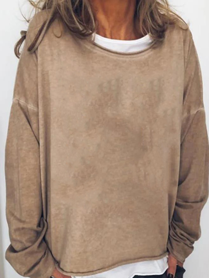 Solid Color Casual Loose Women's Sweatshirt-Datalatt