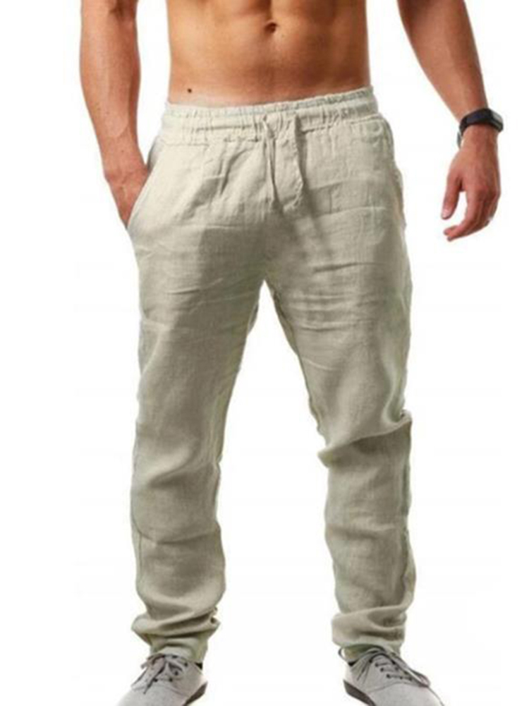 Men'S Vintage Drawstring Casual Cotton Linen Pants-Datalatt