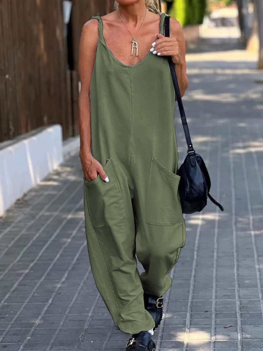 Comfortable Pocket Design Casual Jumpsuit-Datalatt