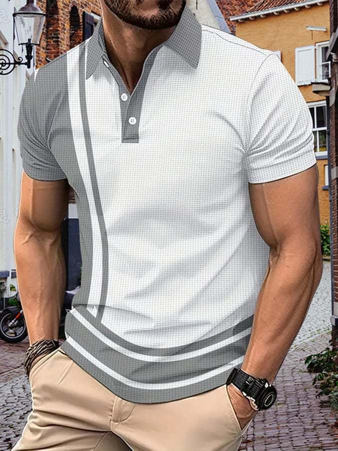Men's Waffle Fabric Casual Golf Polo Shirt-Datalatt