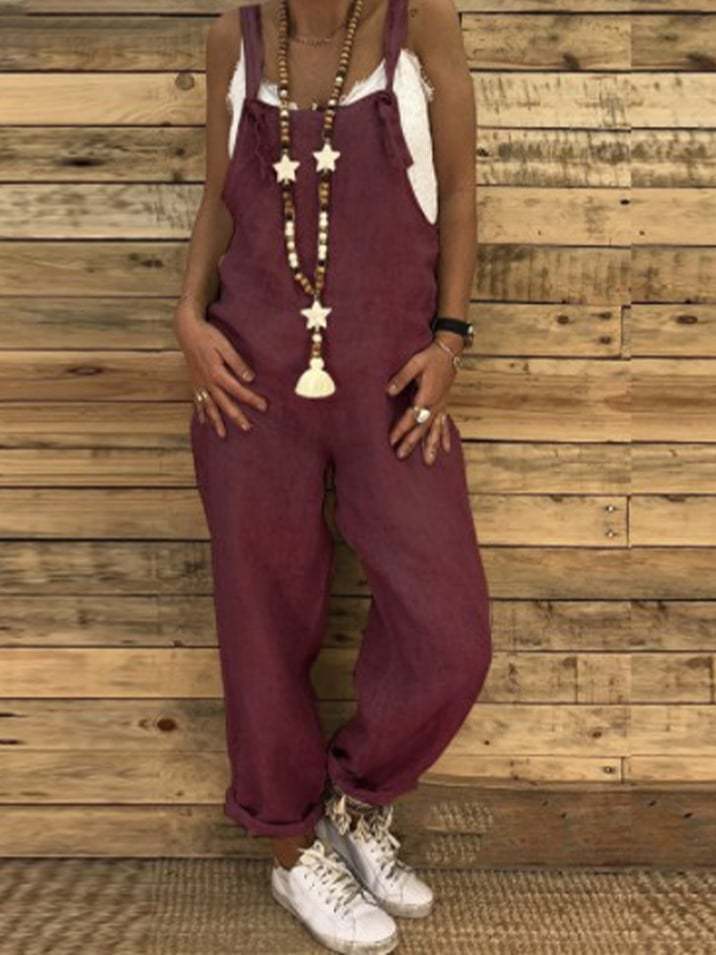 Women's Loose Plus Size Casual Cotton Jumpsuit-Datalatt